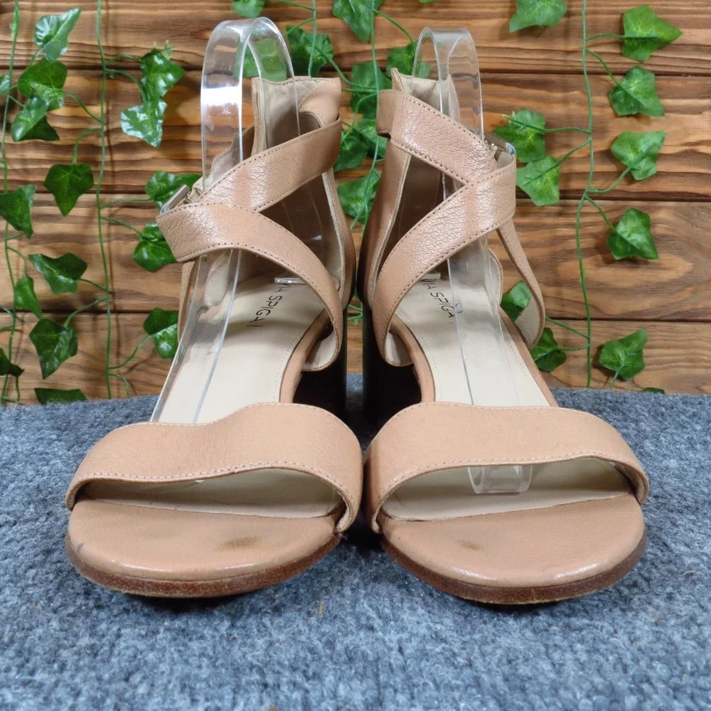 Via Spiga Women Sandals Size‎ 10M Dress Casual Block Heel Tan Leather Strappy